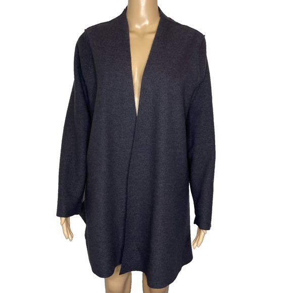 Women's 2 Oska Gray 100% Boiled Wool Open Mid-Thigh Coat - Picture 1 of 6